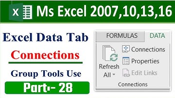 excel data tab connection group | ms excel connection | excel worksheet data connection | data tab