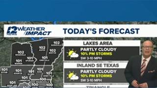 Partly cloudy 10 storm chance Monday afternoon in Southeast Texas