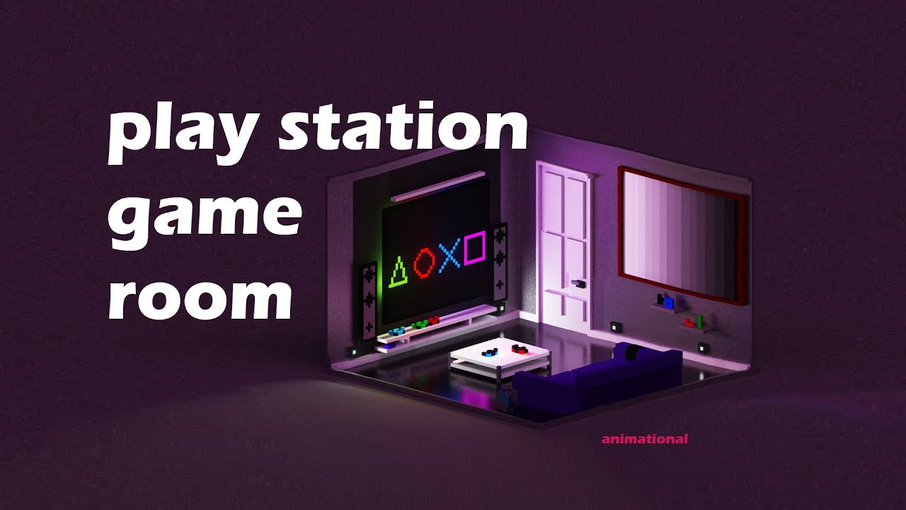 Voxel art style low poly playstation game room 🎮 Timelapse