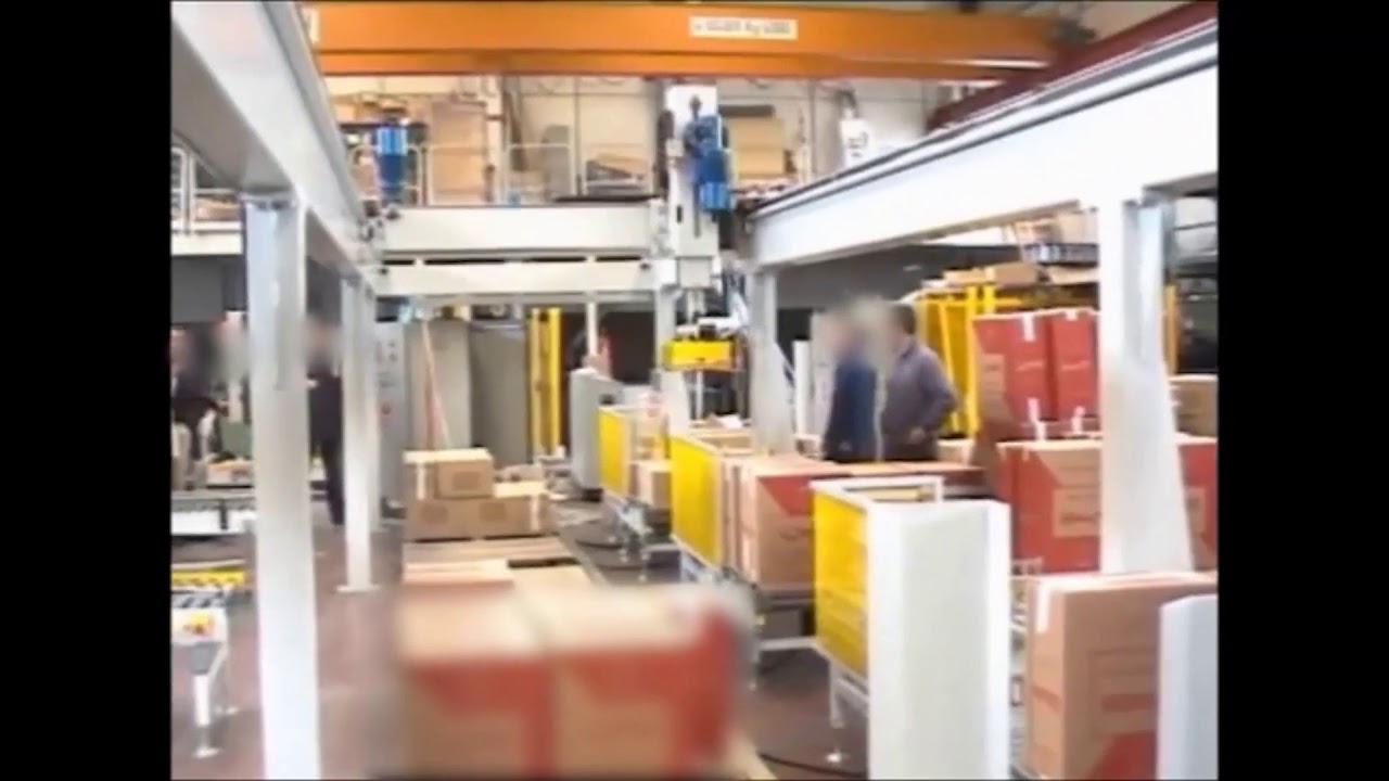 Robot Pacchi Robot a portale per pallettizzazione pacchi sigarette - YouTube