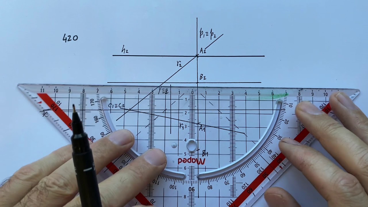 420 - Retas e direções particulares de um plano / retas frontais e retas horizontais de um plano.