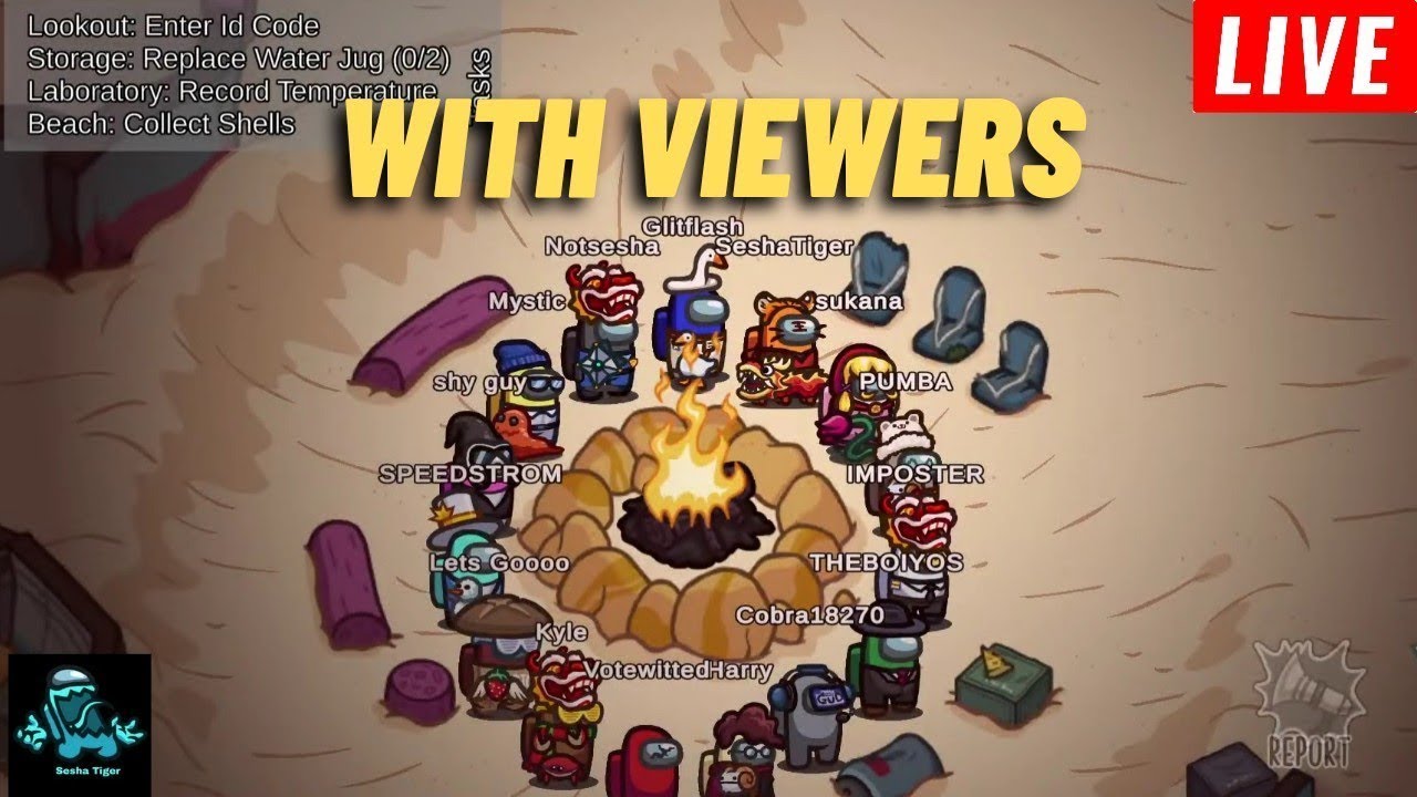 Among Us Live Playing With Viewers Join Up 15 Players Lobby