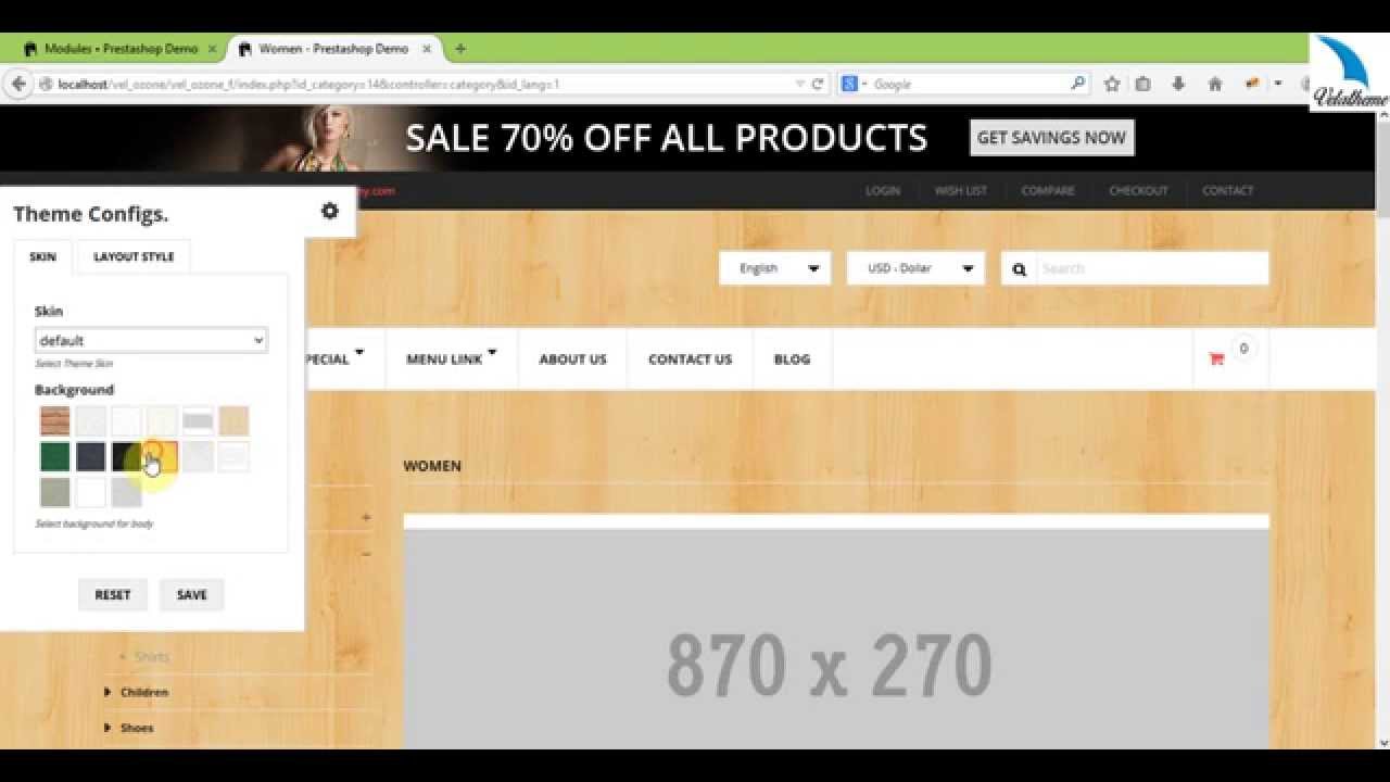 Vela Themes configurator