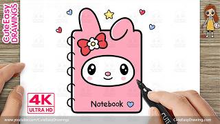 how draw cute my melody notebook easy kawaii drawing kids