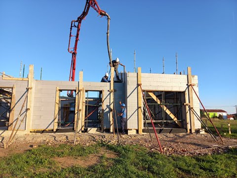 Pouring concrete of a detached house with Styro Stone as Nearly zero-energy building in Asturias