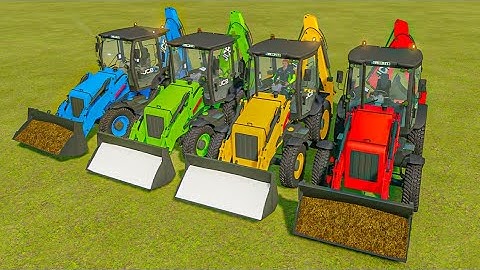 "COLORFUL FARMING Fun: CAT BACKHOE LOADERS LIME Grass IN TRACTOR TROLLEY and TRANSPORT Load in FS22"
