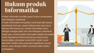 materi:Aspek ekonomi dan hukum dari produk Informatika