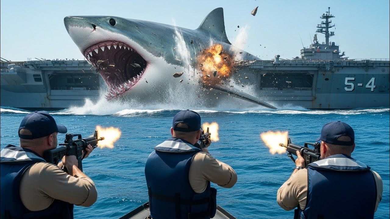 MEGALODON Attacks Aircraft Carrier! U.S. Navy in Panic - YouTube