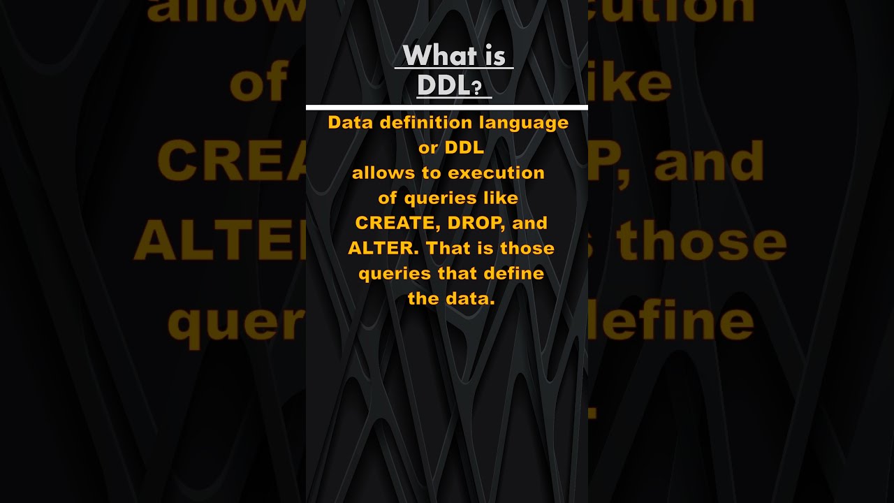 What Is Data Definition Language DDL Sql