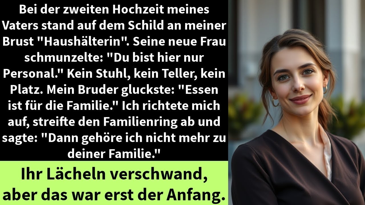 Bei der zweiten Hochzeit meines Vaters stand auf dem Schild an meiner Brust  Haushälterin