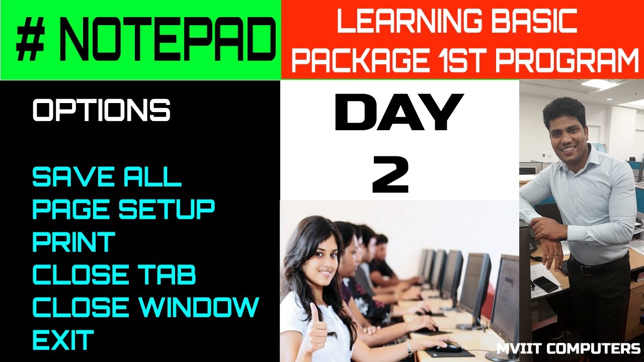Notepad Program | Day 2 | Basic Package Computer Learning | In Hindi ...