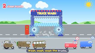 Full Truck Wash Song for Kids 🚒 Fire Truck, School Bus & Tractor | Learn Colors & Counting Update
