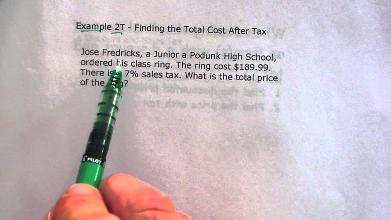 Unit 3 Lesson Topic 6 Sales Tax and Discount Percent Proportion