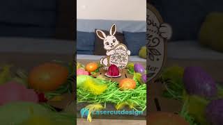 Easter Bunny Egg Holder SVG | Rabbit Egg Stand Laser Cut File 3mm | Happy Easter Decor DXF