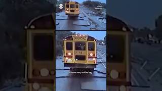Video shows school buses driving through treacherous roads after Texas floods #shorts