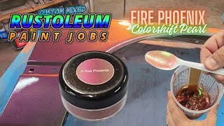 FIRE PHOENIX COLORSHIFT PEARL OVER GRAY AND BLACK RUSTOLEUM PAINT!!!