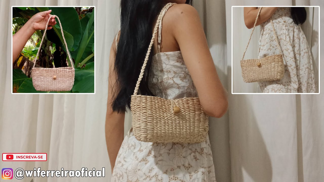 Como fazer bolsa de ombro com fibra de bananeira! (passo a passo)