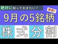 【１０月株式分割６銘柄＋α】分割後の危険銘柄もあり！？