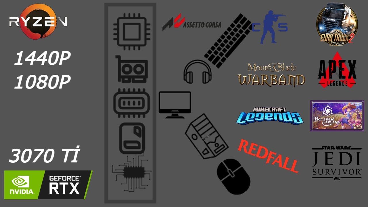 Test in 10 games | Ryzen 5 5500 | RTX 3070 Tİ | 1440p , 1080p 
