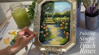 How To Paint Pretty Peach Roses | Acrylic For Beginners 
