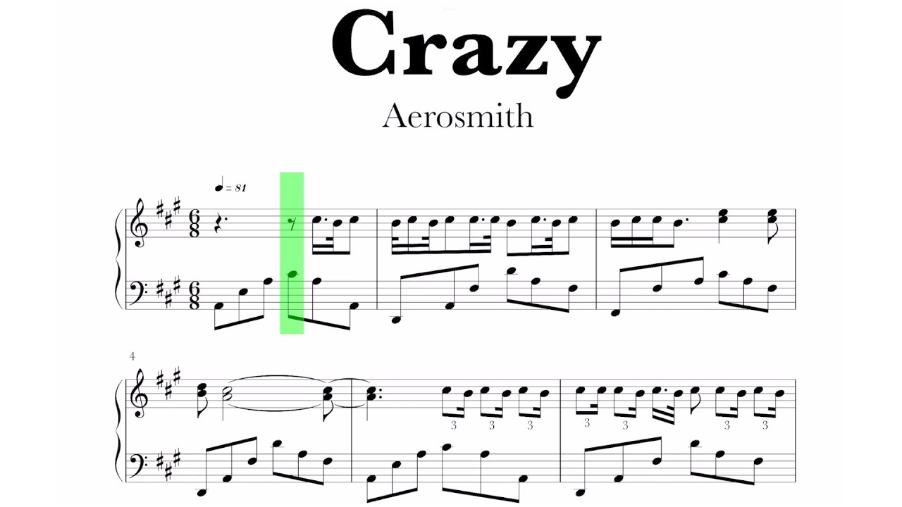 Crazy Sheet Music by Aerosmith for Piano/Keyboard and Voice