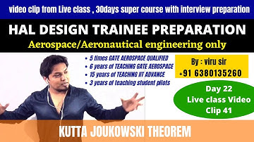 kutta joukowski theorem | HAL DESIGN TRAINEE | GATE Aerospace engineering | online classes and test