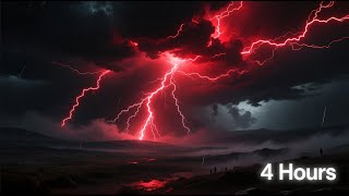 “Epic Red Lightning ⚡ 4 Hours 4K UHD  Relaxing Thunderstorm Live Wallpaper & Dark Background”