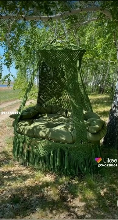 Подвесные вязанные качели с двумя видами крепления(3) - YouTube