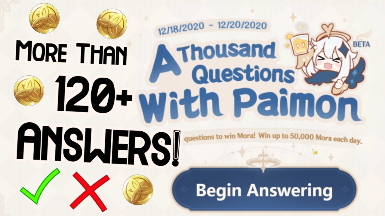 120 Answers For Paimon Quiz Event Genshin Impact Youtube