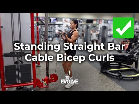 Cable Bar Curl demonstration thumbnail — Standing Straight Bar Cable Bicep Curls (Tutorial + Tips) | Team Evolve