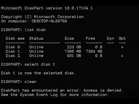 DiskPart đã gặp lỗi: Quyền truy cập bị từ chối Sửa lỗi