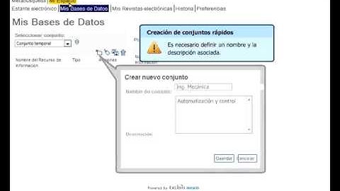 Creación de un conjunto de bases de datos personalizado.