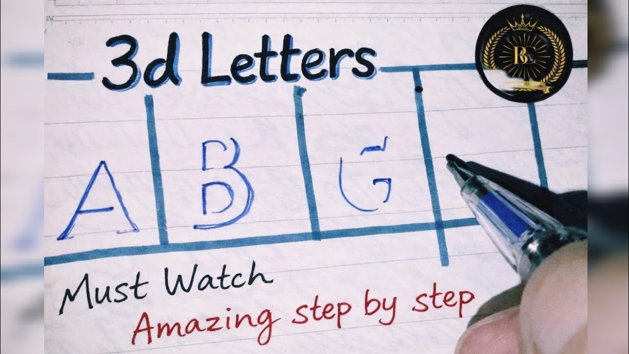 How to write 3d shadow letters | Capital letters in 3d shadow lettering ...