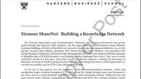 Siemens ShareNet: Building a Knowledge Network