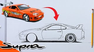 🔴COMO DIBUJAR UN TOYOTA SUPRA MK4 FACIL🔴