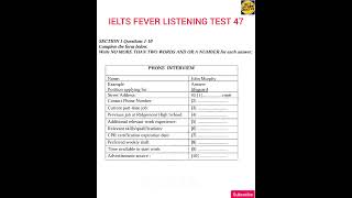 ielts fever listening test 47 with answers