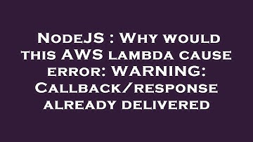 NodeJS : Why would this AWS lambda cause error: WARNING: Callback/response already delivered