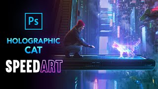 Create a HOLOGRAPHIC CAT in PHOTOSHOP!