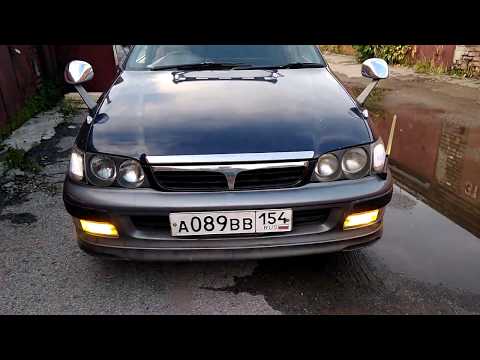 caldina AT191. Morette, yellow fog lights, original accessory Toyota, fender mirror