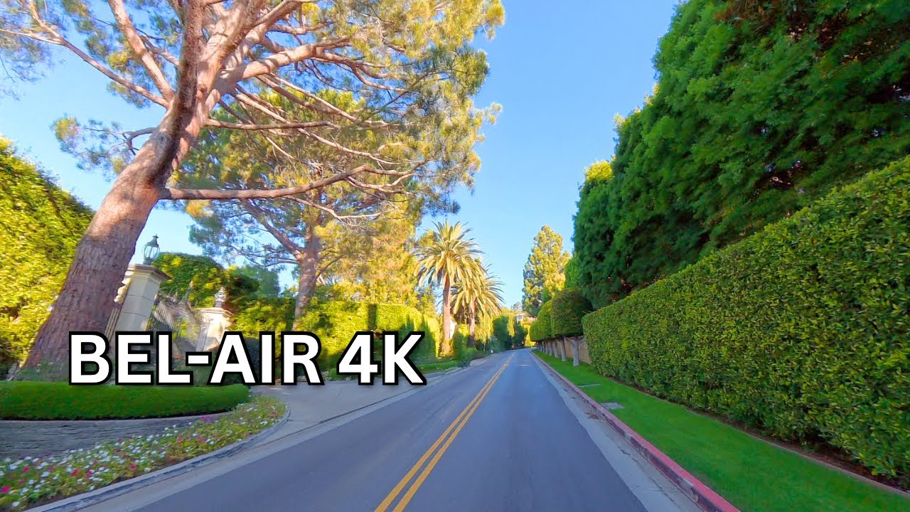 LOS ANGELES, California 4K - BEL-AIR, USA | Ambient Driving Tour (4K/60 FPS)