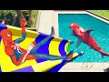 Gta 5 water slides  spiderman vs spidershark  water ragdolls euphoria physics