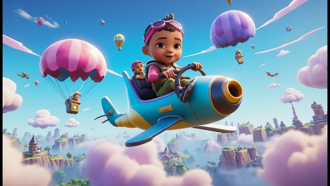 Малыш из Fortnite летел на планере сквозь молнии | Детские песни и стишки