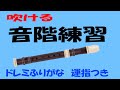 音階練習　へ長調　アルトリコーダー　ドレミ運指つき