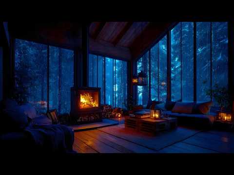 HEAVY RAIN -Thunder and Fireplace Sounds for Sleeping - Relax, Study, insomnia, Reduce Stress