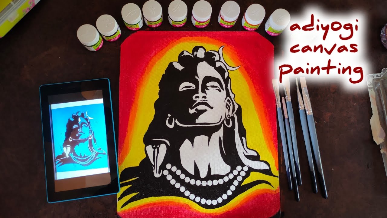 How to make canvas painting aadiyogi canvas painting 🙏 YouTube