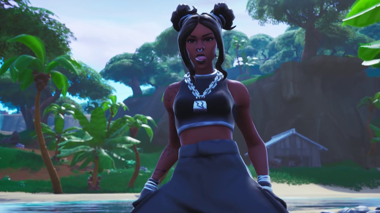 FORTNITE THICC LUXE SKIN BLACK CLOTHES SHOWS HER BIG BUTT B