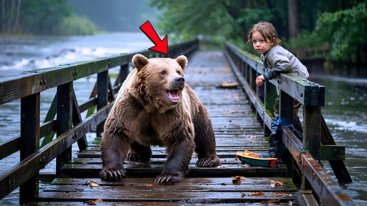 Mother Bear Got Trapped on a Flooded Bridge – What This Baby Did put ...