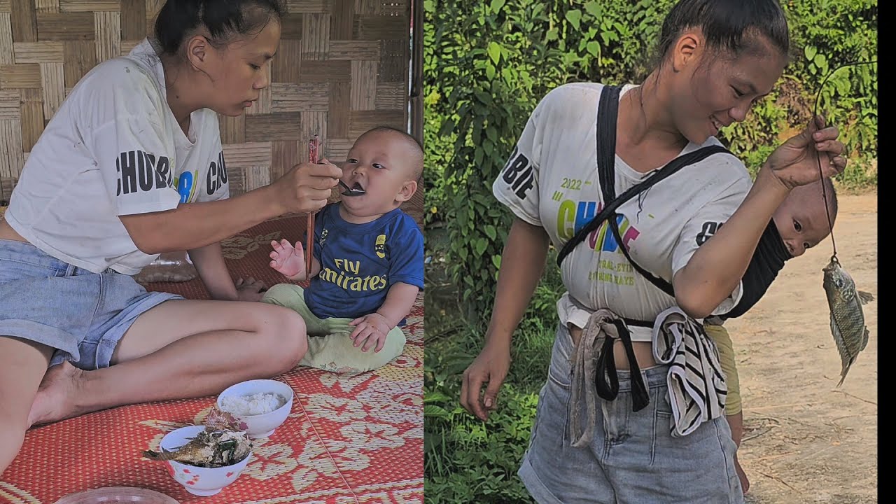 The single mother and her child continued their journey to fish to make ...