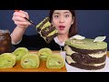 [ASMR] 녹차와 초코한테 사랑에 빠지다😍 녹차케이크 리얼사운드 먹방 Green tea cake Dessert Realsoud Mukbang