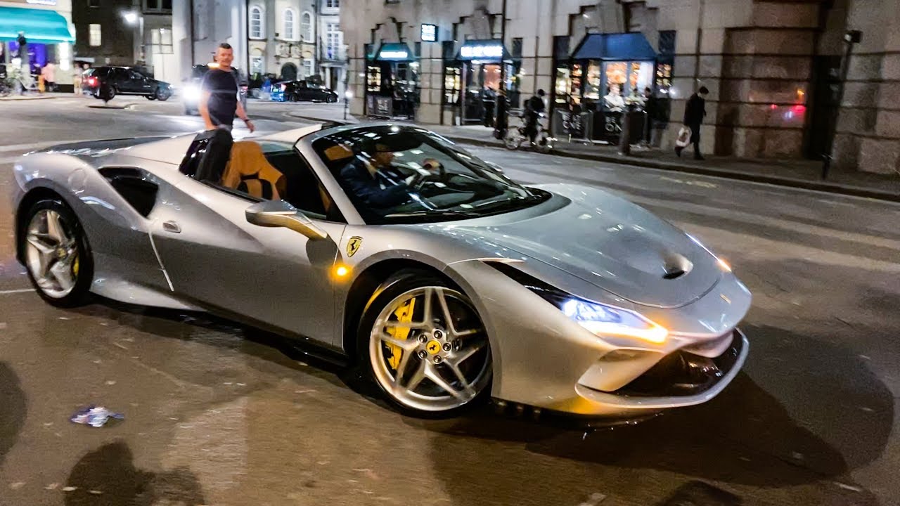 First Ferrari F8 Spider In London Engine Sound Driving And Roof